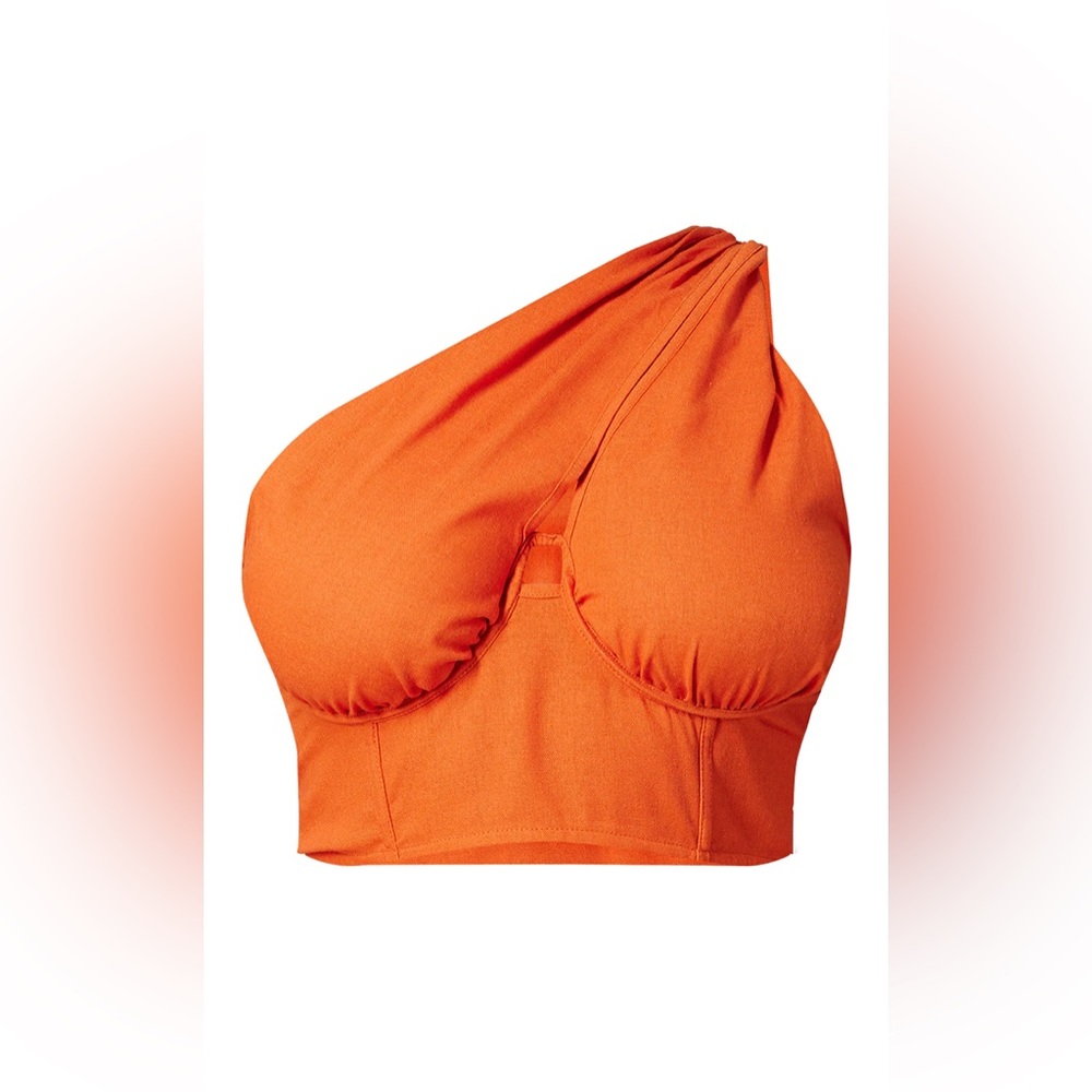 PrettyLittleThing Rust Orange One Shoulder Crop Top and Wide Leg Pants Set 14 - Picture 3 of 6